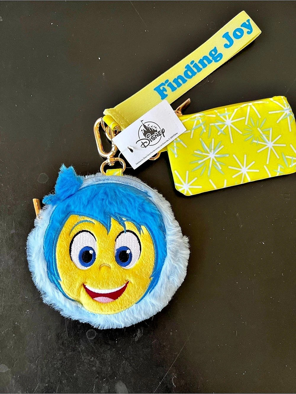 Disney Parks Pixar Inside Out 2 Joy Plush 2PC Coin Bag Wallet Wristlet - NWT